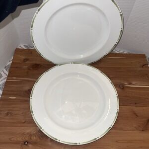 Two Large Wedgwood Barbara Barry Boxwood Rimmed, Serving Plates